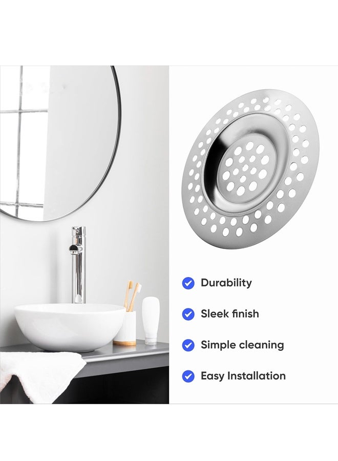 2 Pcs Sink Strainer - Bathroom & Kitchen Sink Drain Strainer - Tub Drain Hair & Food Catcher for Kitchen Sink and Bathtub, Stainless Steel 7cm - Image 3